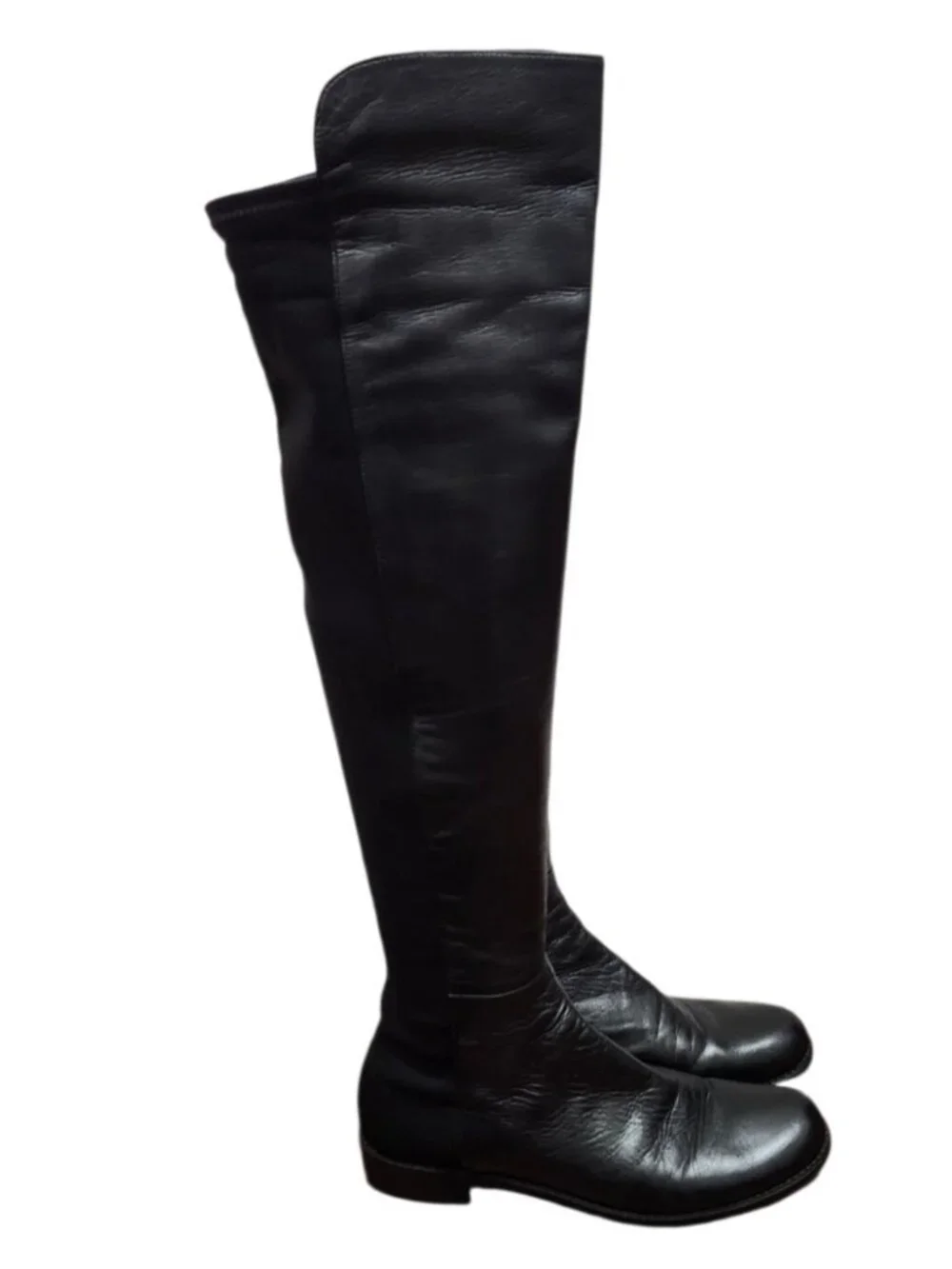 Stuart Weitzman 5050 Over The Knee Boots Black Leather Stretch Back Size 8 M